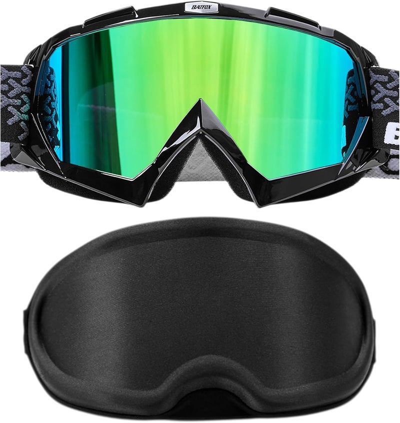 BATFOX Dirt Bike Goggles with Case - Motorcycle Motocross ATV Racing Safety Glasses, Best Christmas Gifts for Men Youth - Image 1